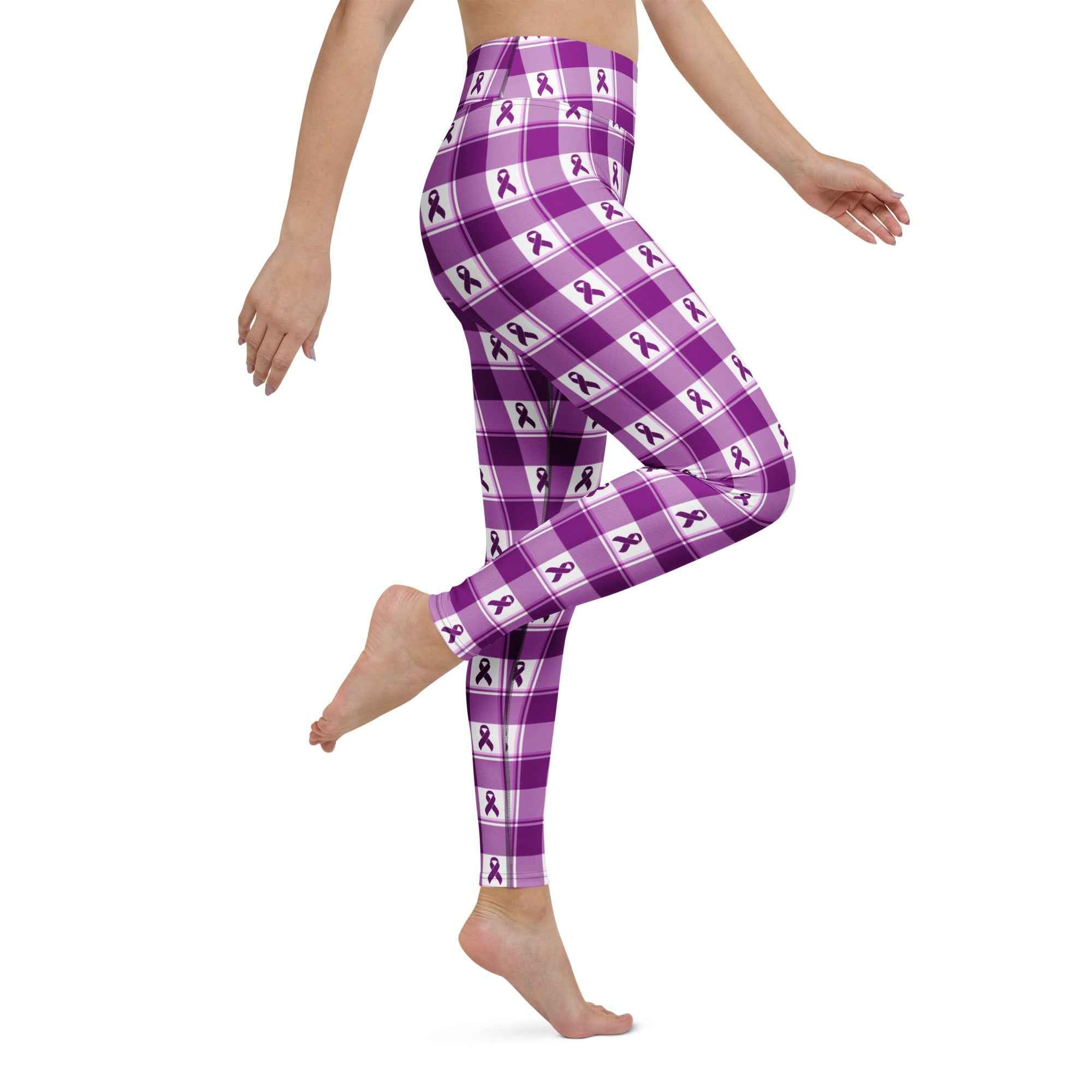 Yoga Leggings Pancreatic Cancer Awareness Plaid - Scottish Squares