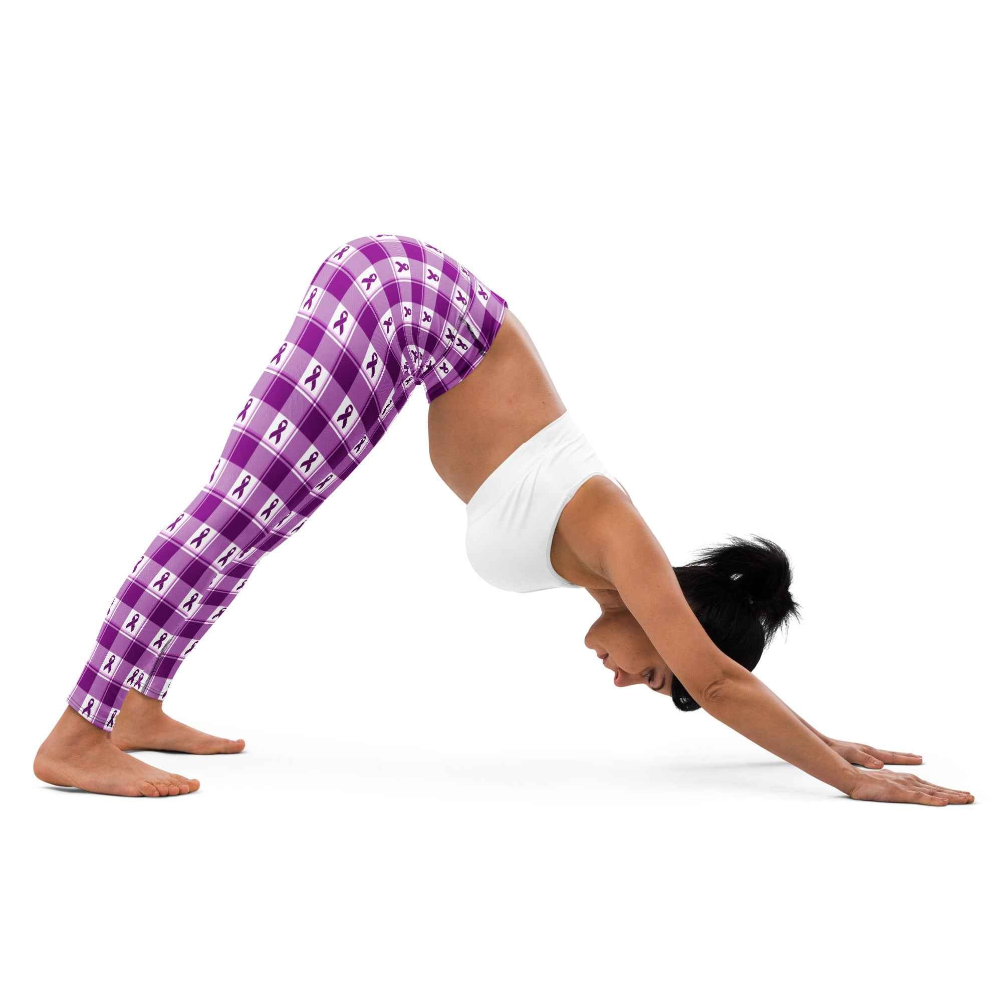 Yoga Leggings Pancreatic Cancer Awareness Plaid - Scottish Squares