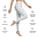Yoga Leggings Lung Cancer Awareness Plaid, White Ribbon, Supportive Gift - Scottish Squares