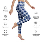 Yoga Leggings Colorectal Cancer Awareness Plaid, Dark Blue Ribbon, Supportive Gift - Scottish Squares