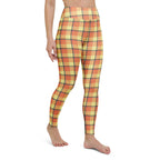 Yoga Leggings Claystone and Morning Mist Plaid - Scottish Squares