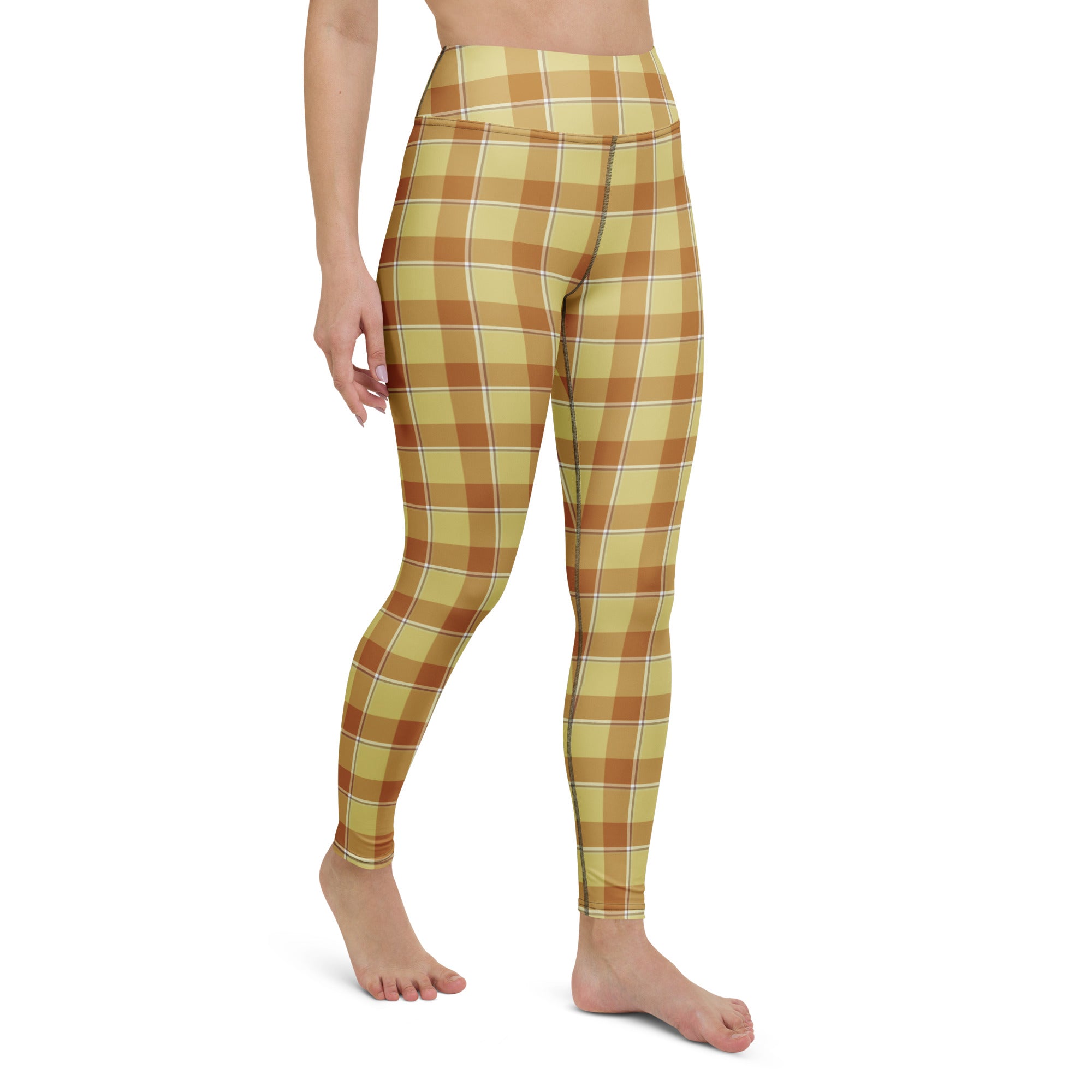 Yoga Leggings Zombie and Copper Plaid - Scottish Squares