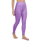 Yoga Leggings Viola and Dull Lavender Plaid - Scottish Squares