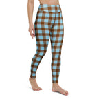 Yoga Leggings Blizzard Blue and Livid Brown Plaid - Scottish Squares