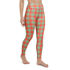 Yoga Leggings Spring Rain and Persimmon Plaid - Scottish Squares