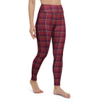 Yoga Leggings Old Brick and Cab Sav Plaid - Scottish Squares