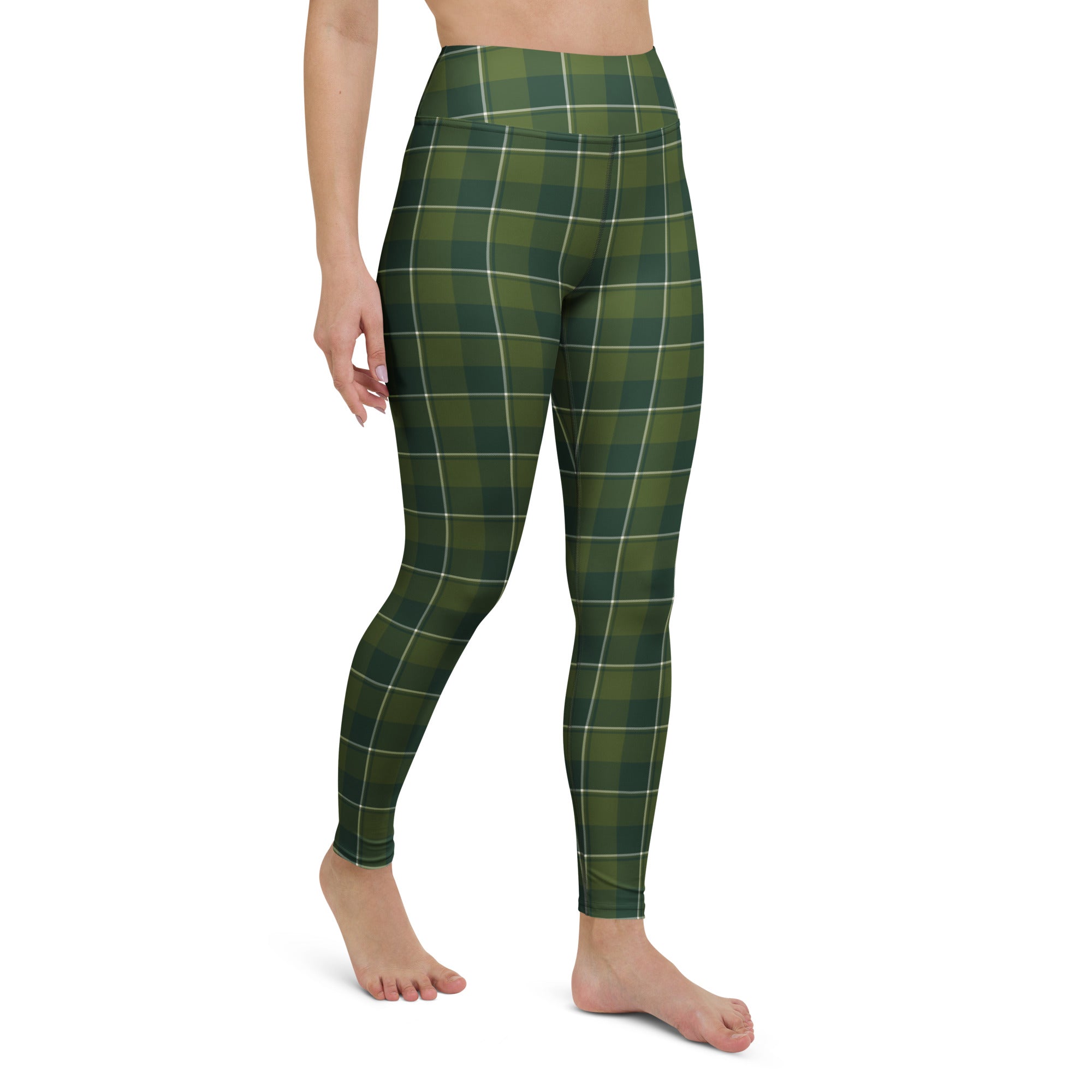Yoga Leggings Woodland and Evergreen Plaid - Scottish Squares