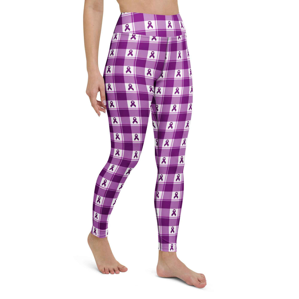 Yoga Leggings Pancreatic Cancer Awareness Plaid - Scottish Squares