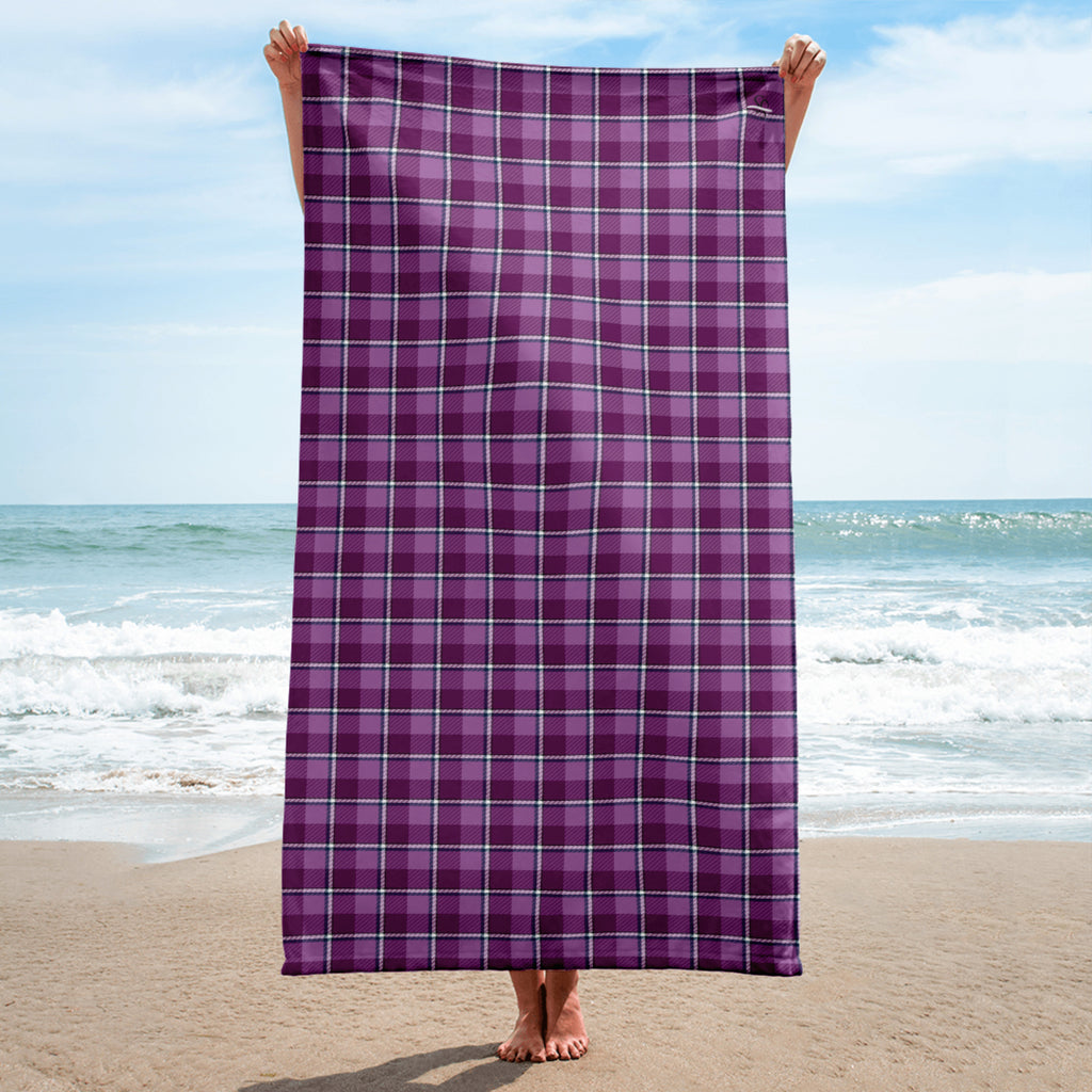 Purple and Trendy Pink Plaid Beach Towel - Scottish Squares