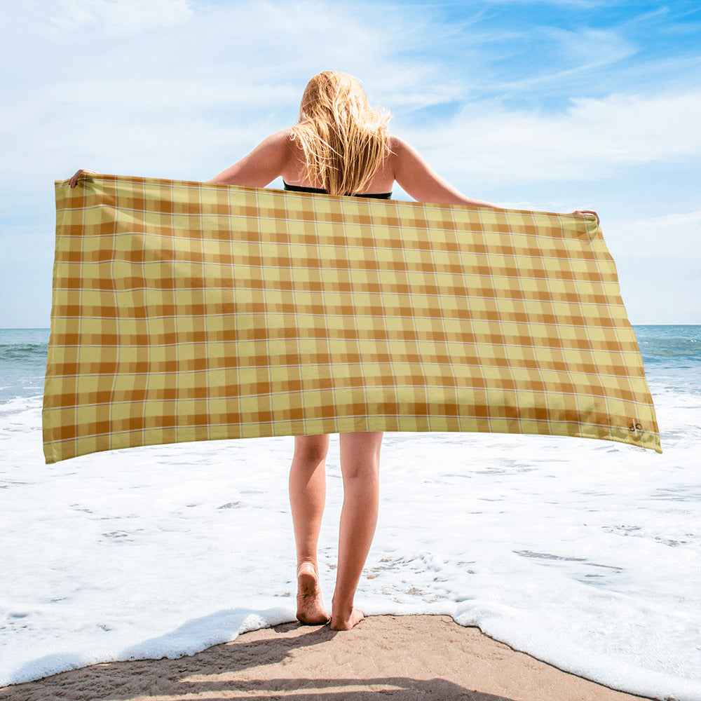 Zombie and Copper Plaid Beach Towel - Scottish Squares