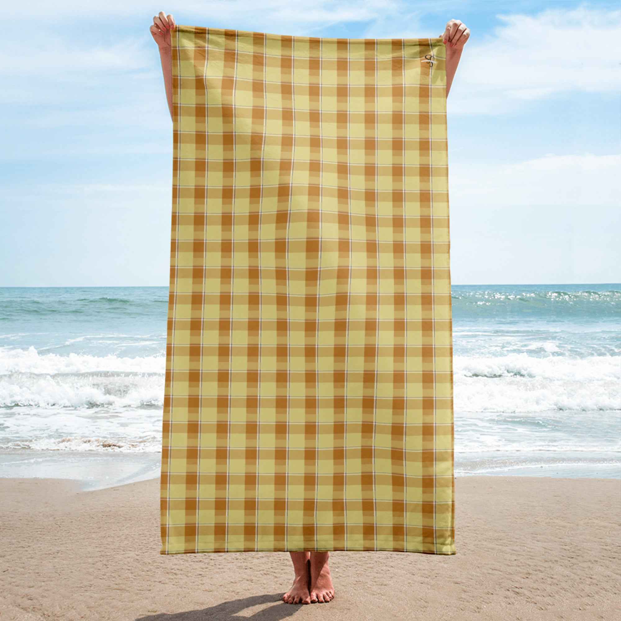 Zombie and Copper Plaid Beach Towel - Scottish Squares