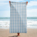 Pink Cloud and Blue Lagoon Plaid Beach Towel - Scottish Squares