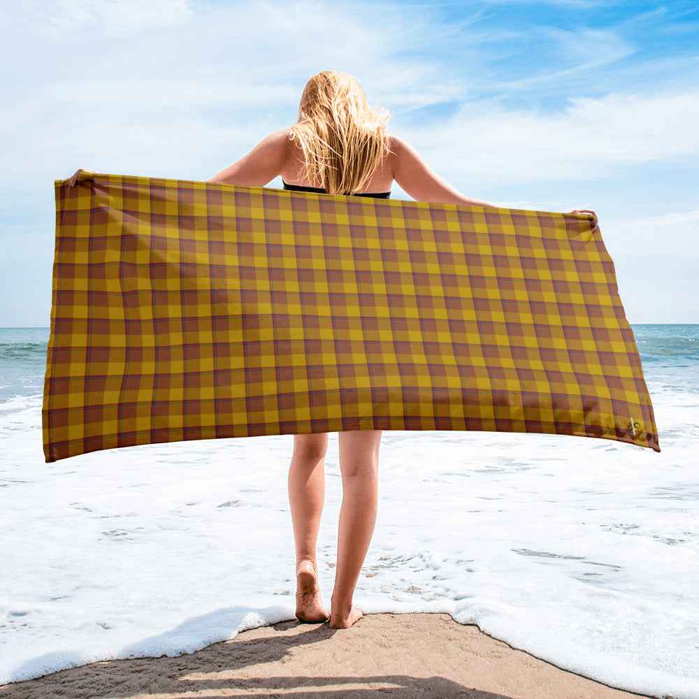 Potters Clay and Pizza Plaid Beach Towel - Scottish Squares