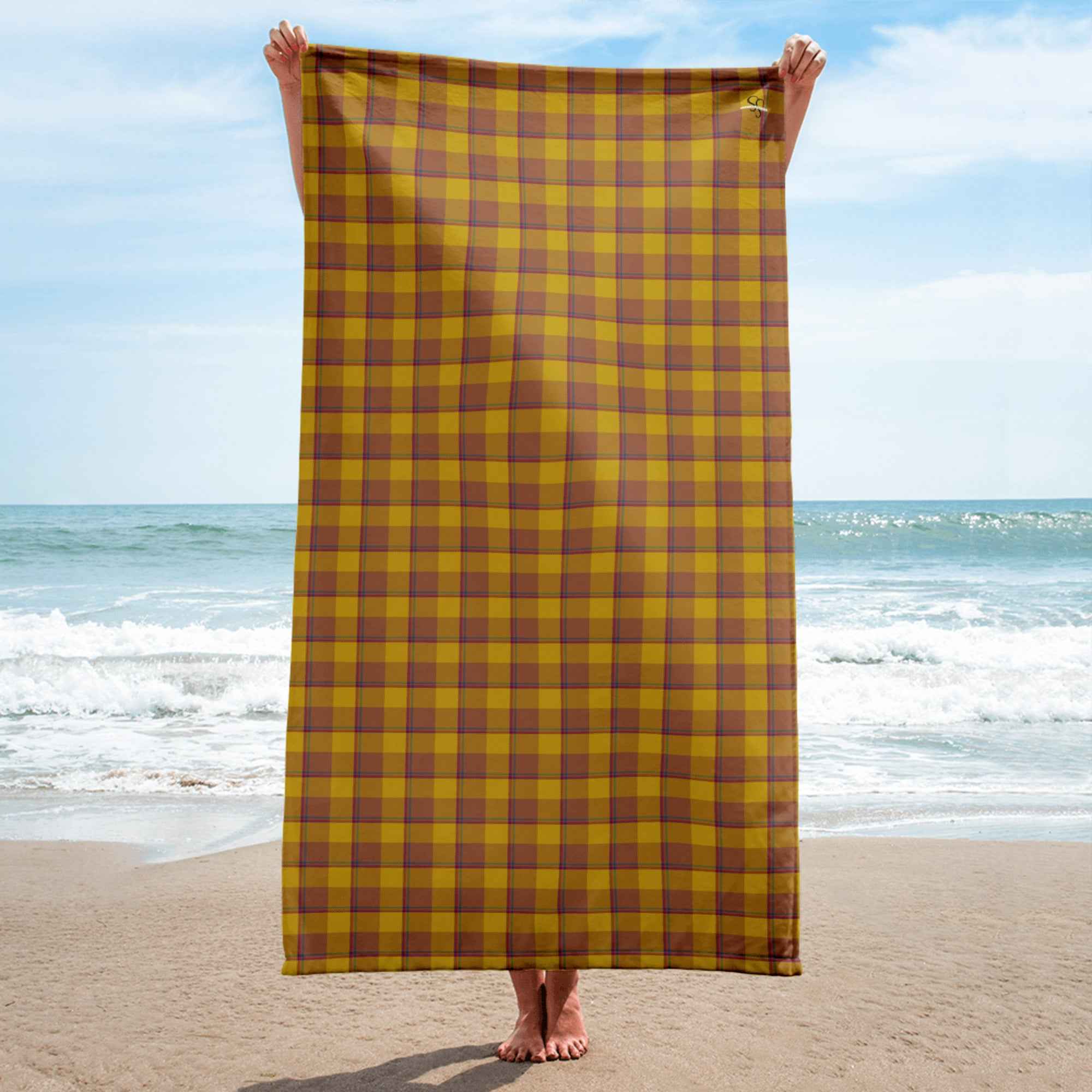 Potters Clay and Pizza Plaid Beach Towel - Scottish Squares