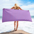 Viola and Dull Lavender Plaid Beach Towel - Scottish Squares