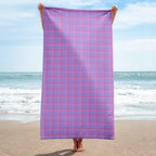 Viola and Dull Lavender Plaid Beach Towel - Scottish Squares