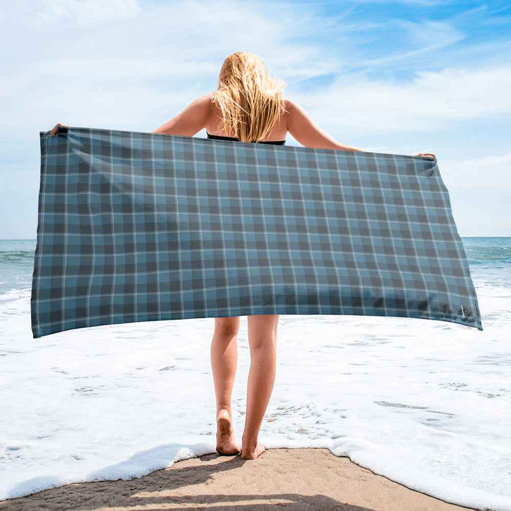 Hoki and Shuttle Gray Plaid Beach Towel - Scottish Squares