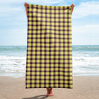 Flax and Livid Brown Plaid Beach Towel - Scottish Squares