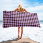 Light Wisteria and Livid Brown Plaid Beach Towel - Scottish Squares