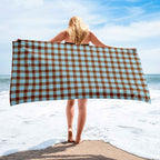 Blizzard Blue and Livid Brown Plaid Beach Towel - Scottish Squares