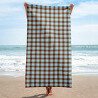 Blizzard Blue and Livid Brown Plaid Beach Towel - Scottish Squares