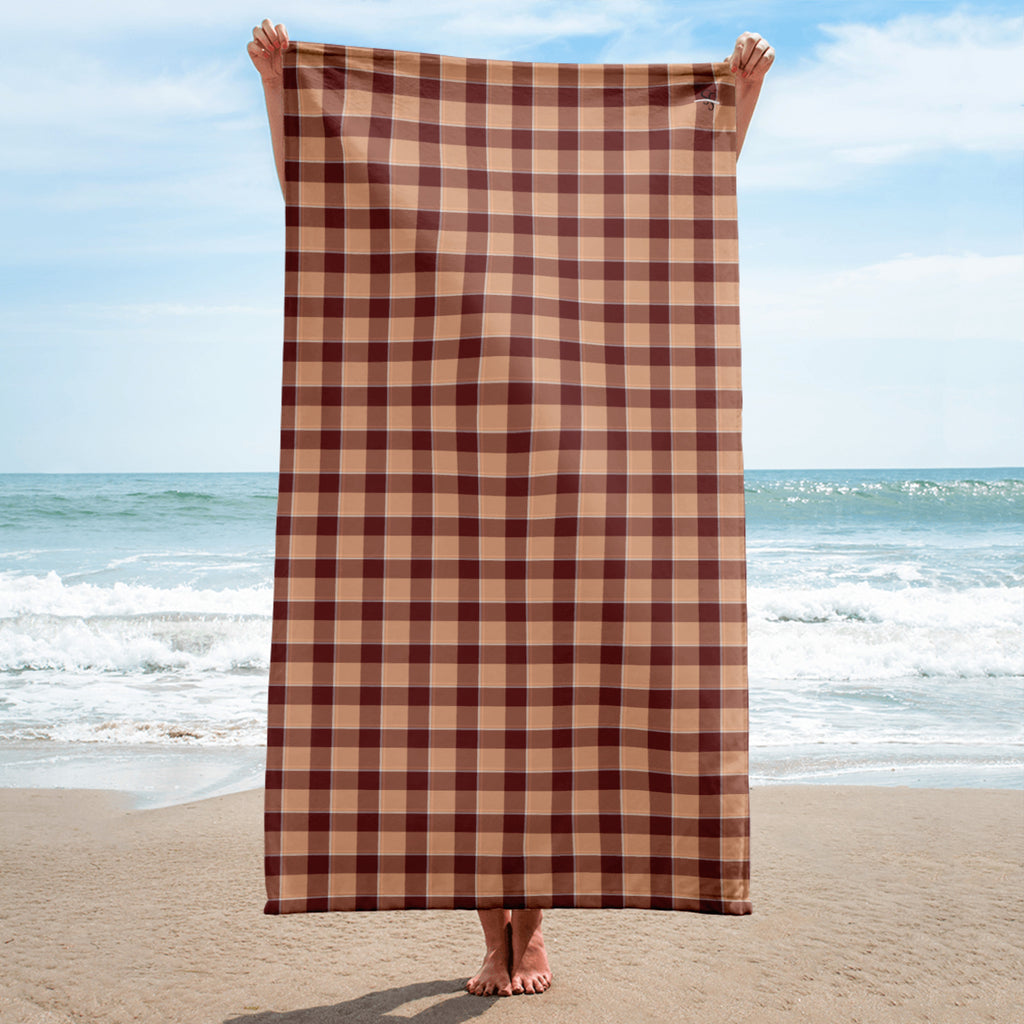 Whiskey and Livid Brown Plaid Beach Towel - Scottish Squares