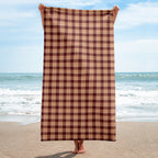 Whiskey and Livid Brown Plaid Beach Towel - Scottish Squares