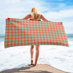 Spring Rain and Persimmon Plaid Beach Towel - Scottish Squares