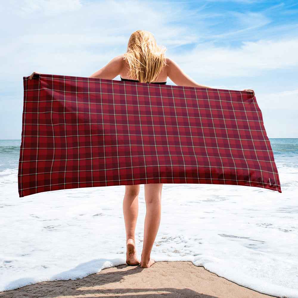 Old Brick and Cab Sav Plaid Beach Towel - Scottish Squares
