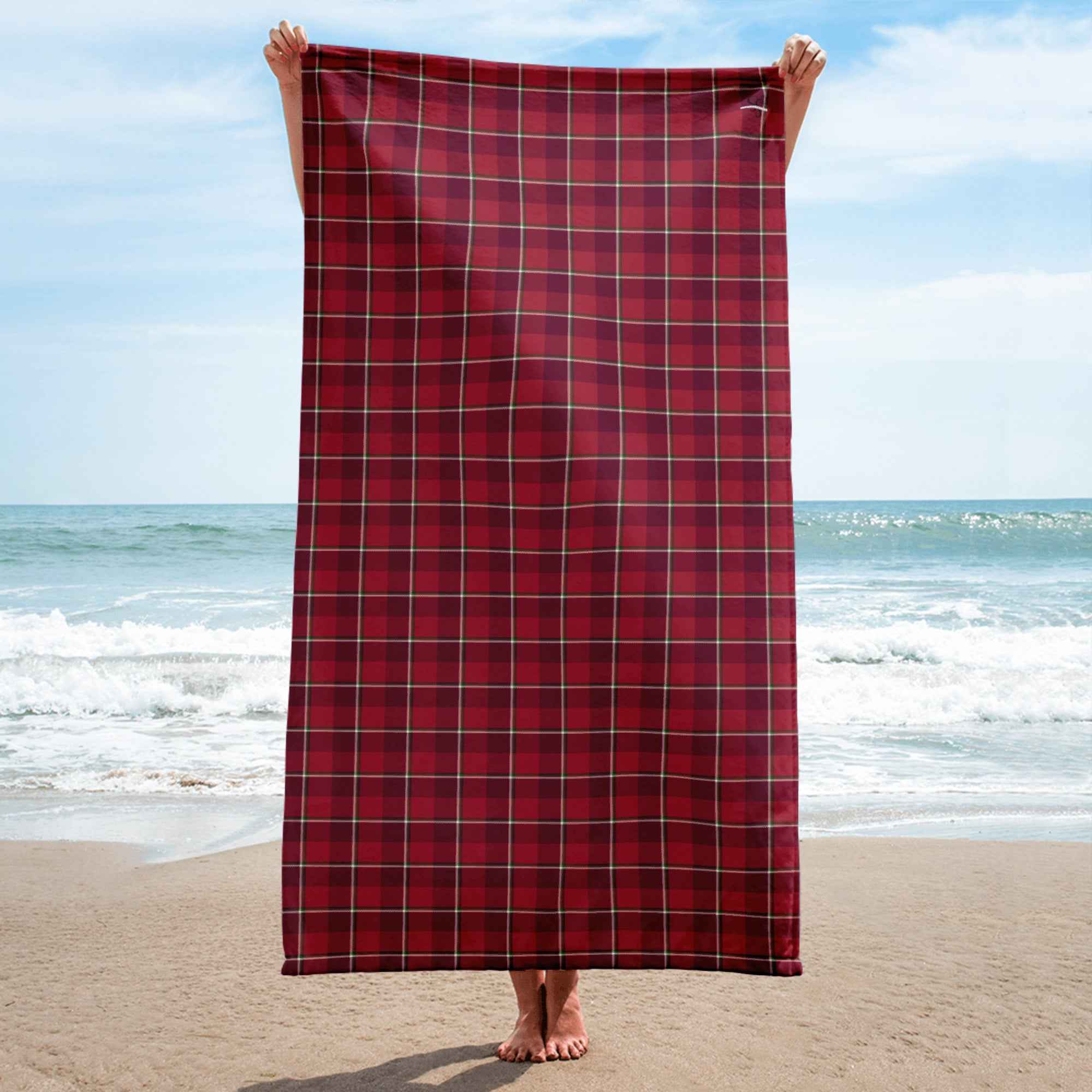 Old Brick and Cab Sav Plaid Beach Towel - Scottish Squares