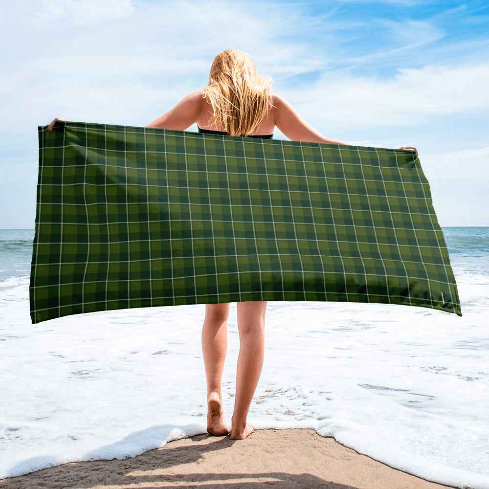 Woodland And Evergreen Plaid Beach Towel - Scottish Squares