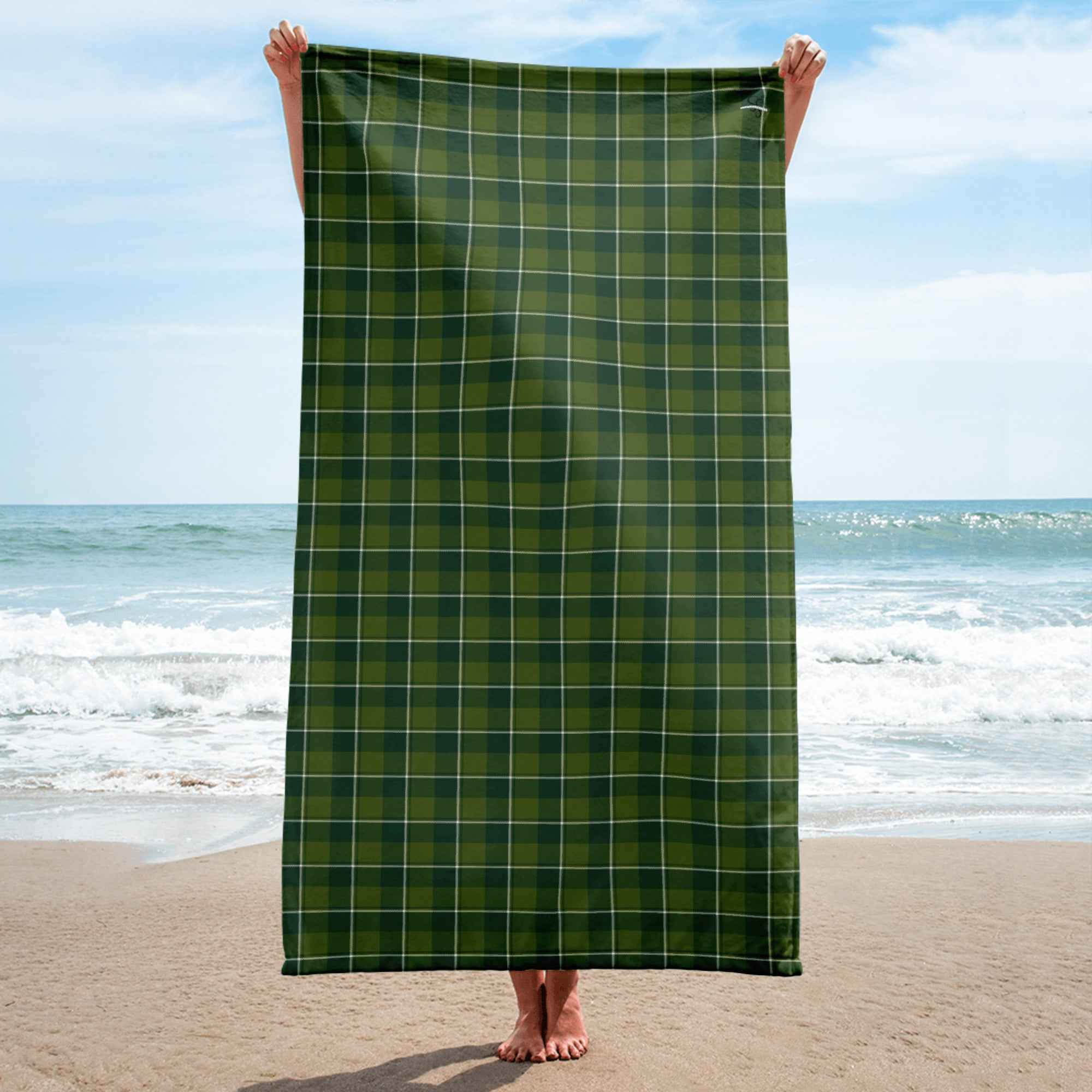 Woodland And Evergreen Plaid Beach Towel - Scottish Squares