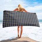 Cello and Donkey Brown Plaid Beach Towel - Scottish Squares