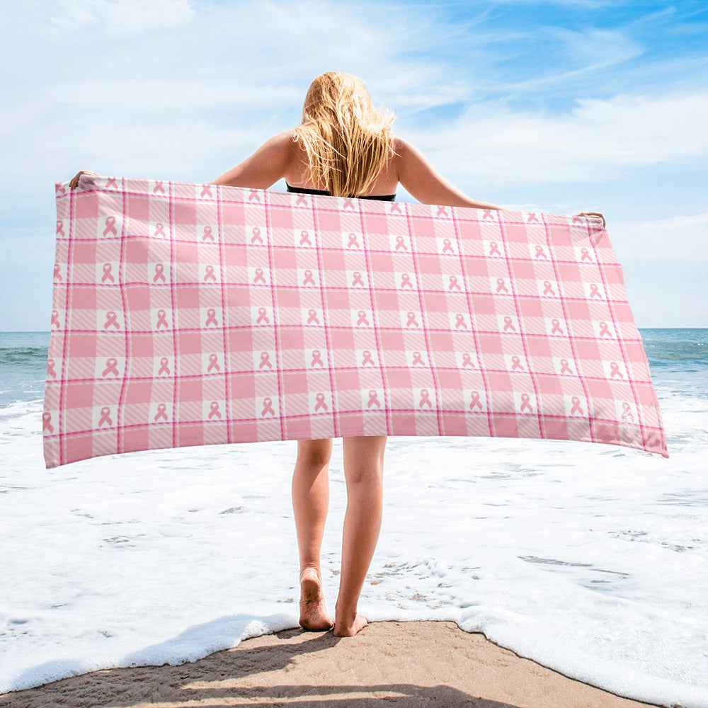 Towel Breast Cancer Awareness Plaid Default Title - Scottish Squares