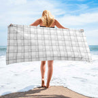 Beach Towel Lung Cancer Awareness Plaid, White Ribbon, Supportive Gift Default Title - Scottish Squares