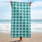 Beach Towel Cervical Cancer Awareness Plaid, Teal Ribbon, Supportive Gift - Scottish Squares