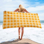 Beach Towel Kidney Cancer Awareness Plaid, Orange Ribbon, Supportive Gift Default Title - Scottish Squares