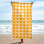 Beach Towel Kidney Cancer Awareness Plaid, Orange Ribbon, Supportive Gift - Scottish Squares