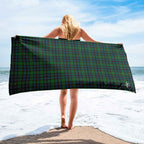 Beach Towel Green Blue Orange Plaid Tartan