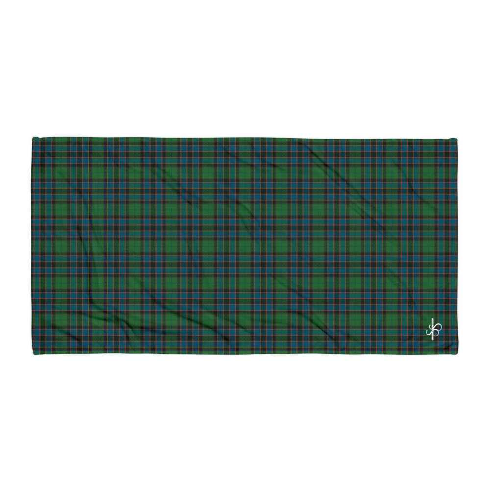 Beach Towel Green Blue Orange Plaid Tartan