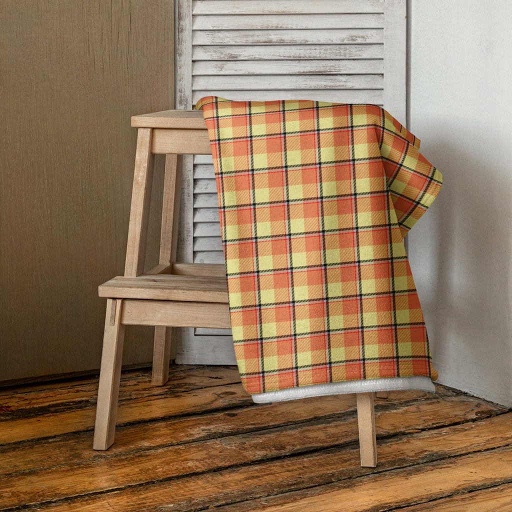 Claystone and Morning Mist Plaid Beach Towel - Scottish Squares