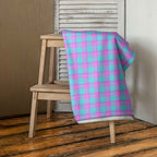 Mauve and Coastal Mist Plaid Beach Towel - Scottish Squares