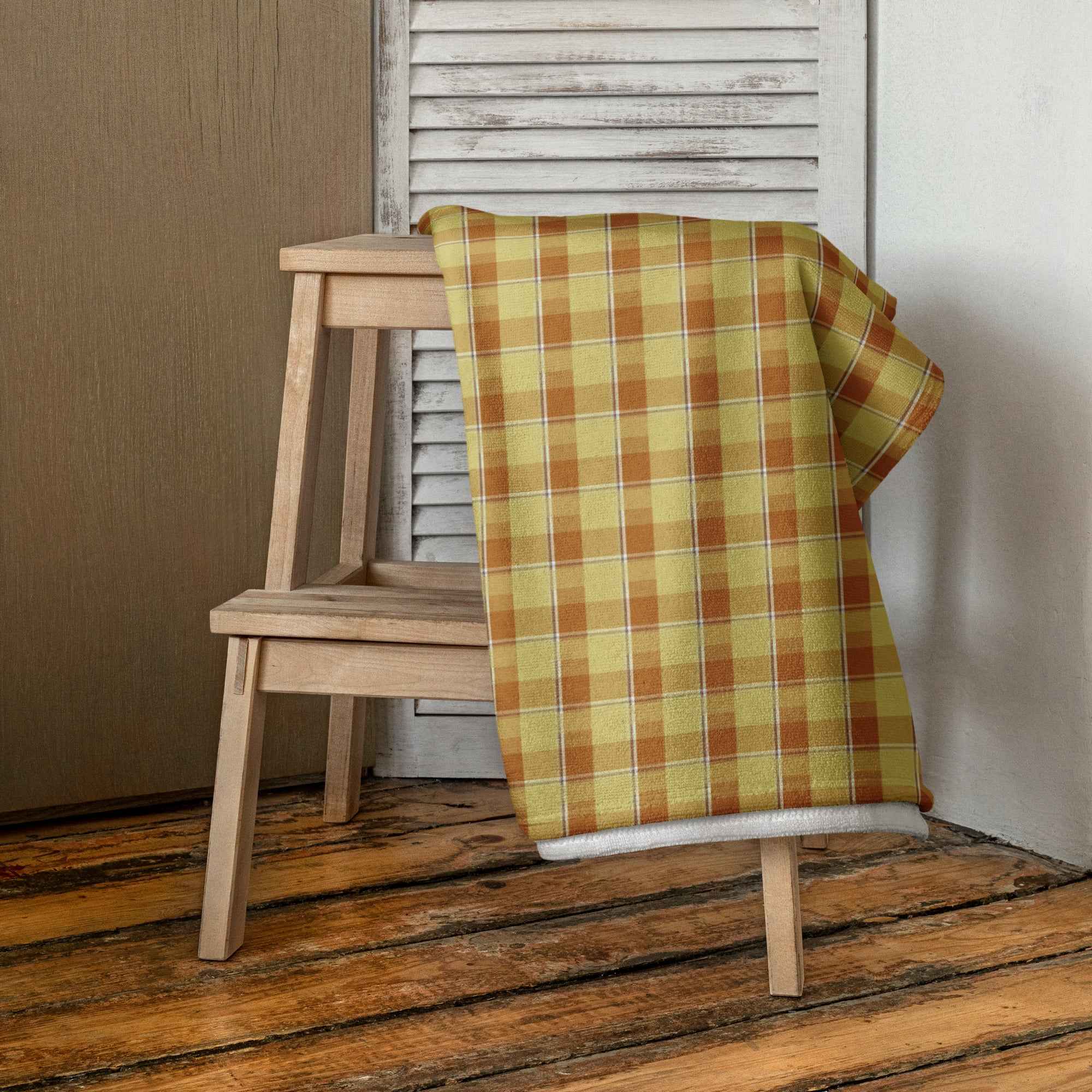 Zombie and Copper Plaid Beach Towel - Scottish Squares