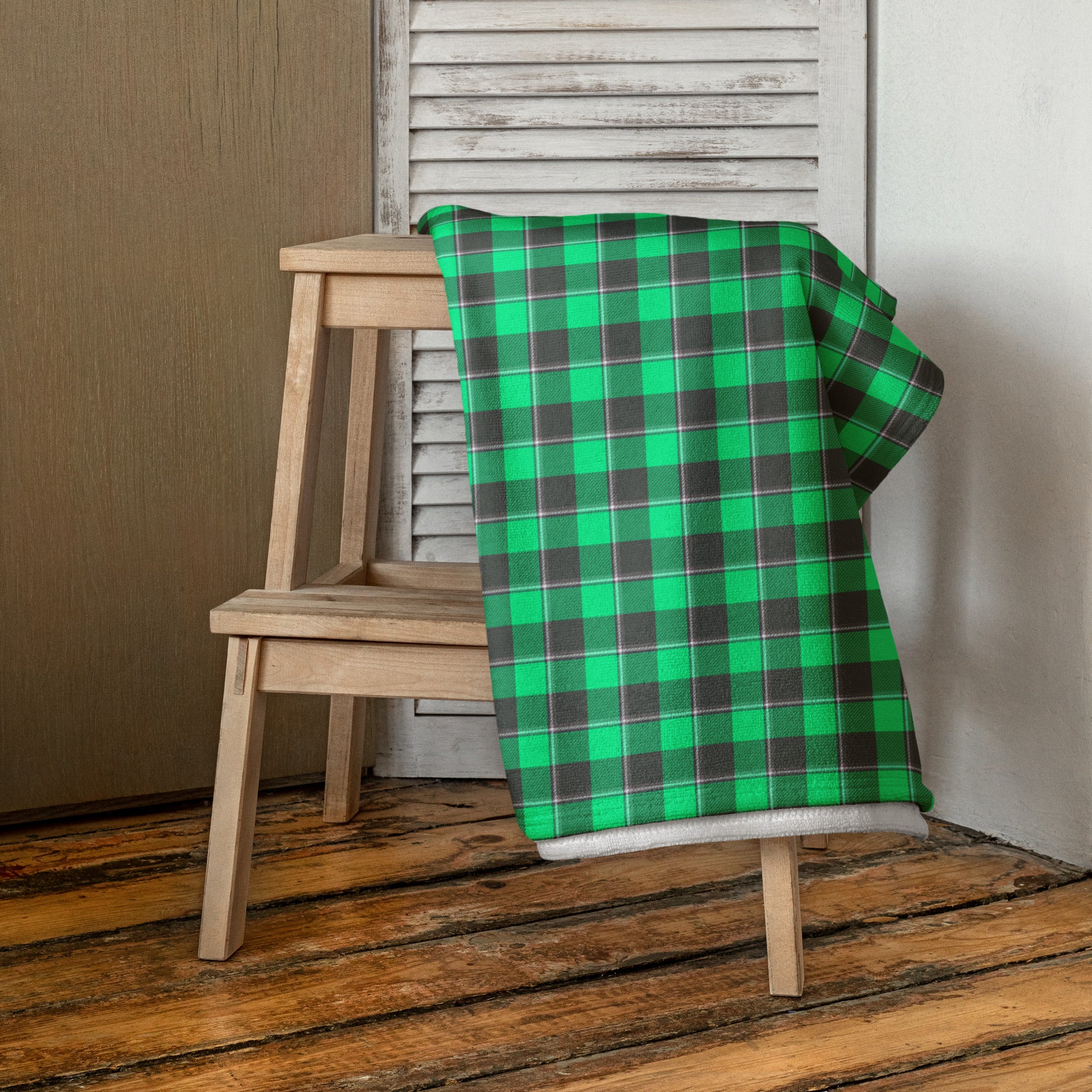 Spring Green and Finlandia Beach Towel - Scottish Squares