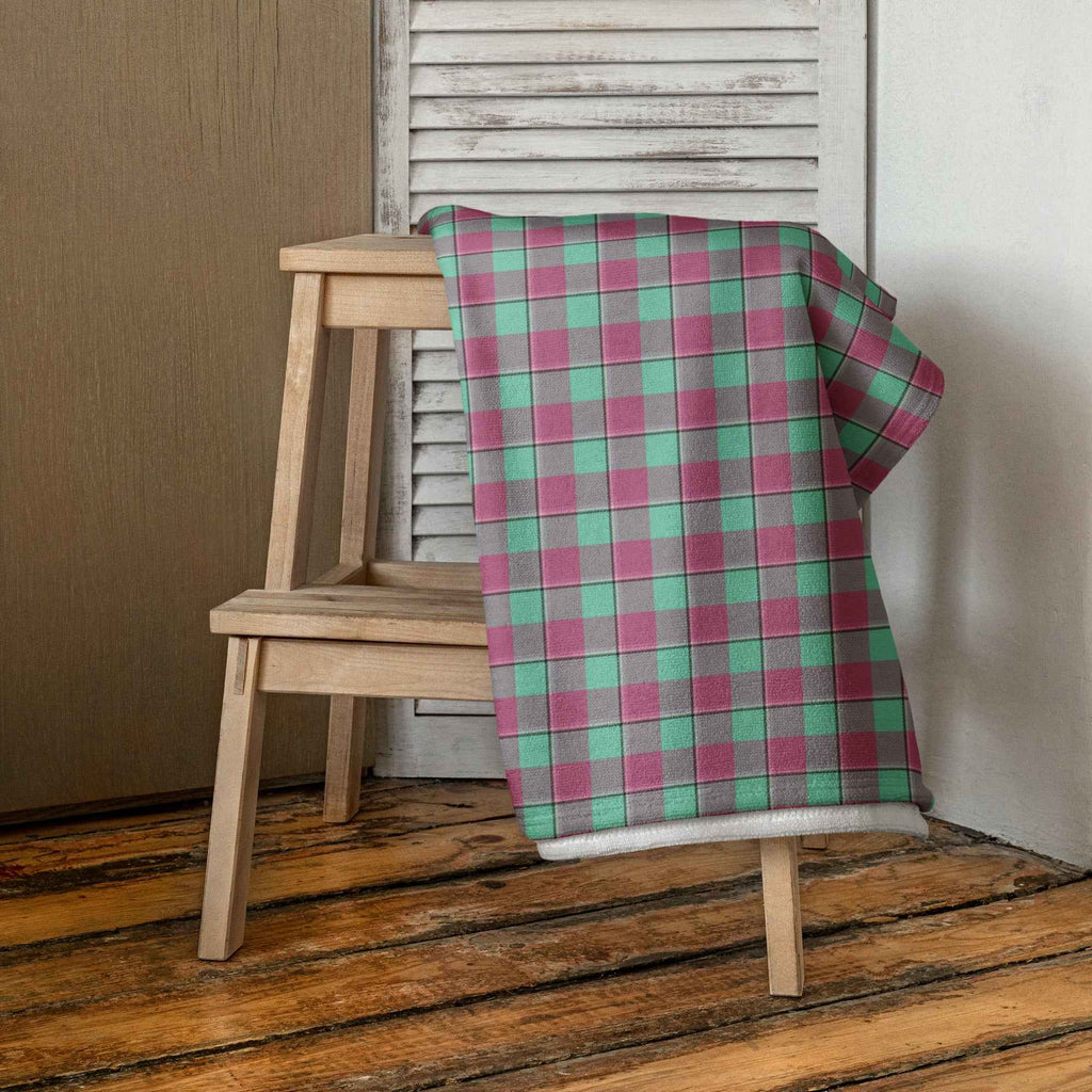 Vista Blue and Turkish Rose Plaid Beach Towel - Scottish Squares