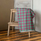 Vista Blue and Turkish Rose Plaid Beach Towel - Scottish Squares