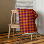 Tahiti Gold and Rose Bud Cherry Plaid Beach Towel - Scottish Squares