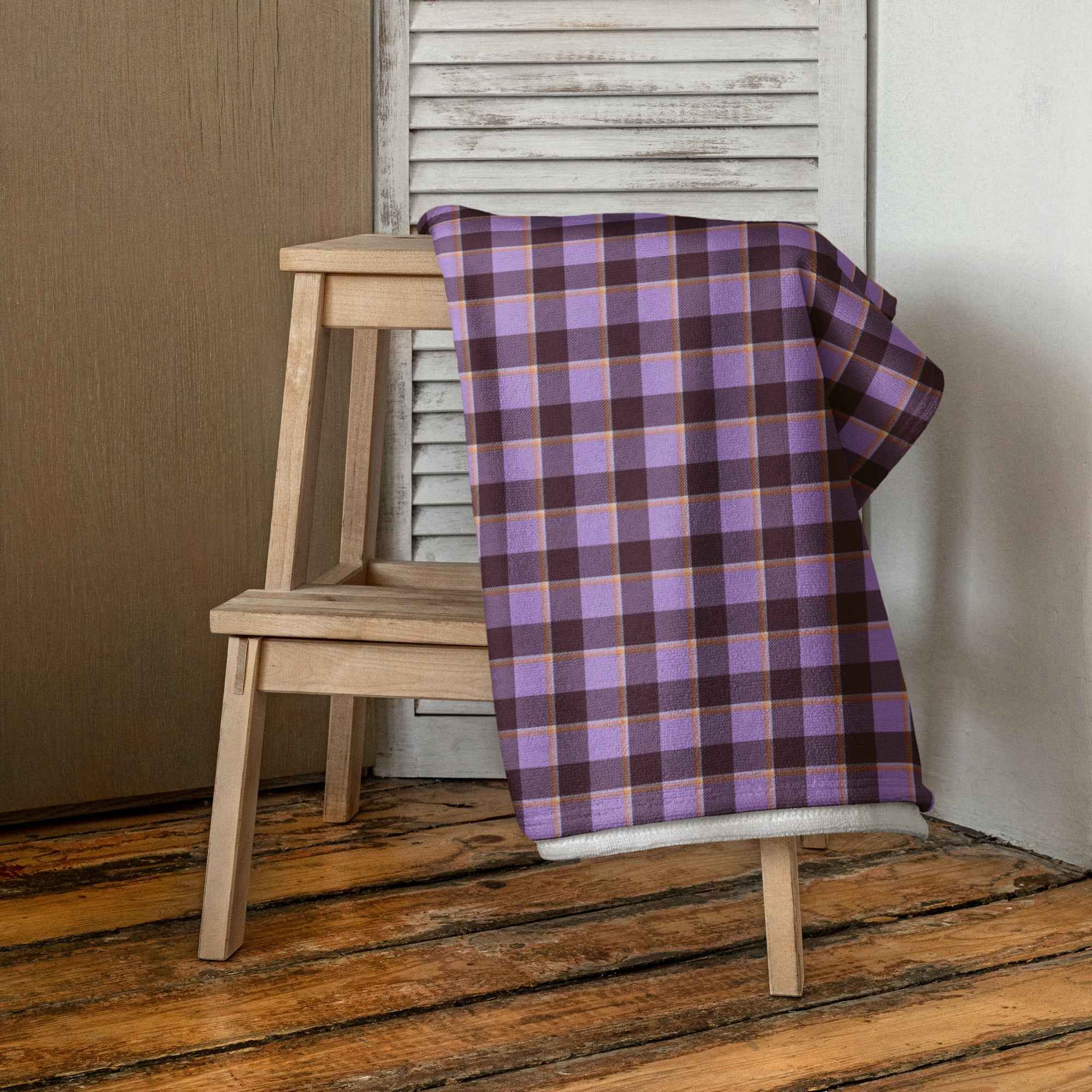 Light Wisteria and Livid Brown Plaid Beach Towel - Scottish Squares