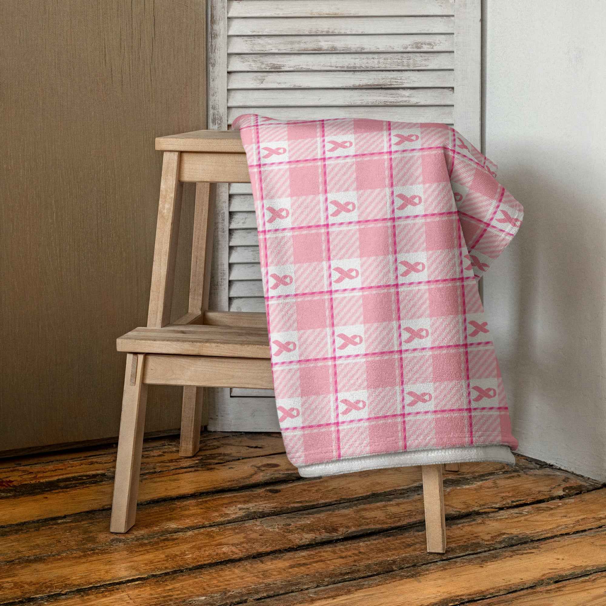 Towel Breast Cancer Awareness Plaid - Scottish Squares