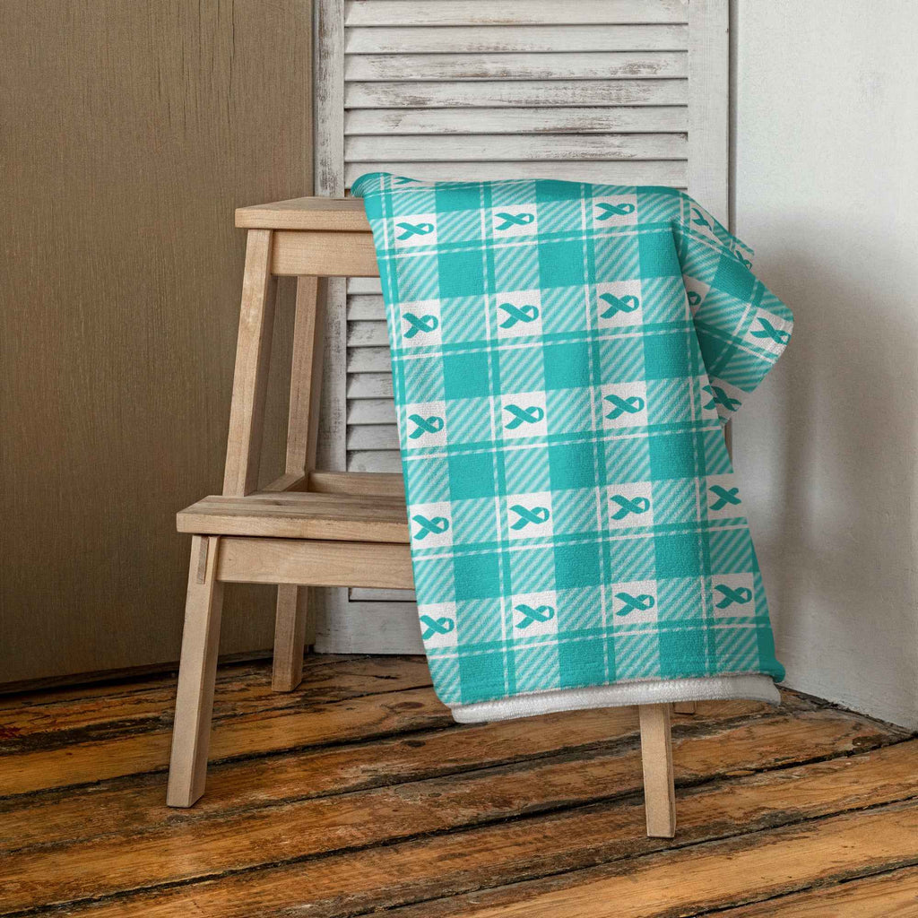 Beach Towel Ovarian Cancer Awareness Plaid - Scottish Squares